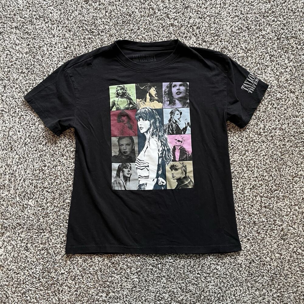 Taylor Swift The Eras Tour Official 2023 Merch Black Sz M T-Shirt Double-Sided